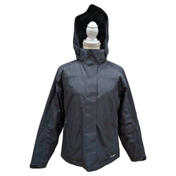 L.L. Bean Women's Black Insulated Primaloft Shell Jacket Zip up Hoody Size S - Picture 2 of 13